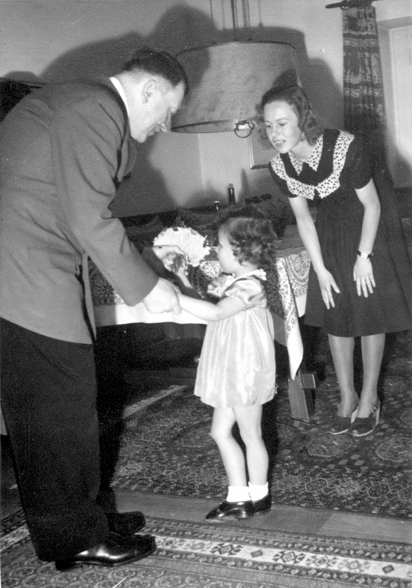Adolf Hitler with Gitta Schneider at the Führer's birthday celebration at the Berghof, from Eva Braun's albums